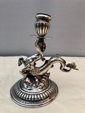 Coppia Di Candelieri In Argento 925, XIX Secolo