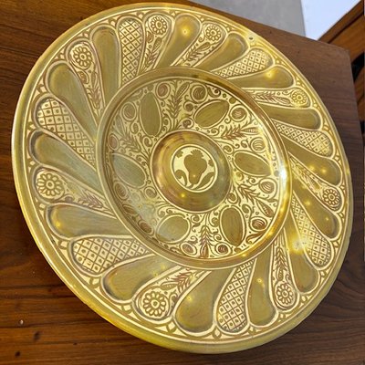 Assiette antique en majolique à lustre doré par Ulisse Cantagalli, fin du 19e siècle. Peinture mauresque. Florence cm 26