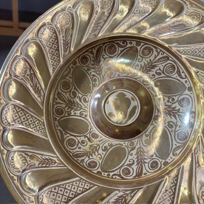 Assiette antique en majolique à lustre doré par Ulisse Cantagalli, fin du 19e siècle. Peinture mauresque. Florence cm 26