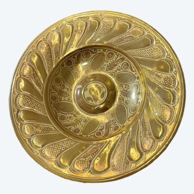 Assiette antique en majolique à lustre doré par Ulisse Cantagalli, fin du 19e siècle. Peinture mauresque. Florence cm 26