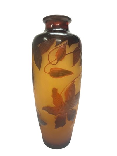 Paul Nicolas - D'Argental vase à décor de clématites 