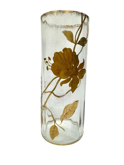 Baccarat - Vaso con decoro floreale dipinto in oro