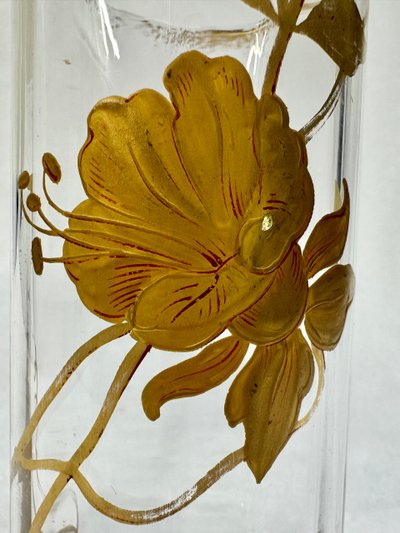 Baccarat - Vaso con decoro floreale dipinto in oro