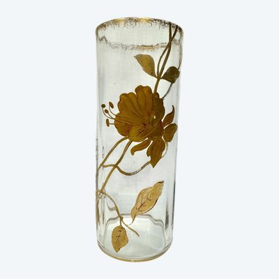 Baccarat - Vaso con decoro floreale dipinto in oro