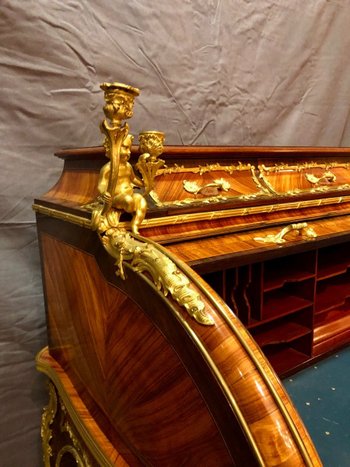 Bureau Cylindre De Milieu, Circa 1830. Estampille De Charles-guillaume Winckelsen (1812 - 1871)