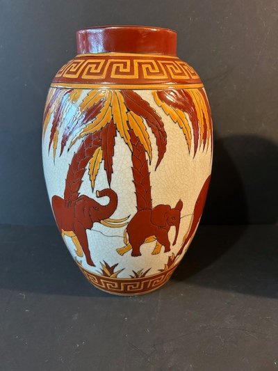 Pair of Keralouve Vases "La Louvière" - Elephant Model