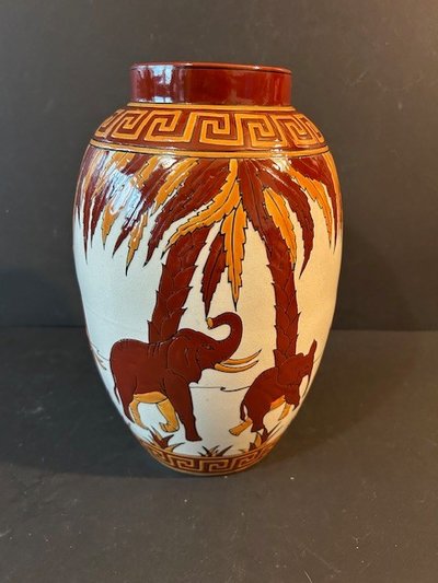 Pair of Keralouve Vases "La Louvière" - Elephant Model