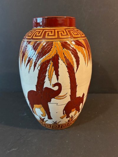 Pair of Keralouve Vases "La Louvière" - Elephant Model
