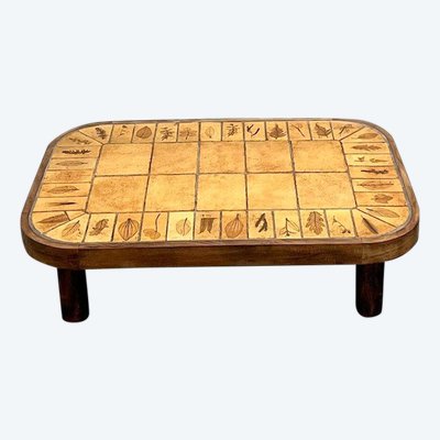 Roger Capron rectangular coffee table, "Herbiers" model