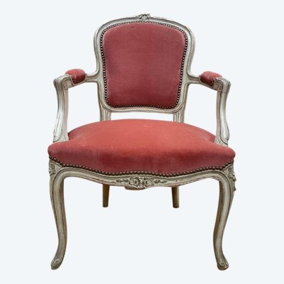 Cabrio -Stuhl im Louis XV -Stil in rosa Samt