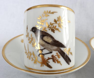 Brussels porcelain coffee service from the Directoire period: 6 bird cups