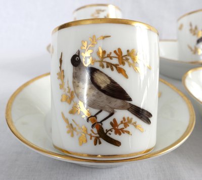 Brussels porcelain coffee service from the Directoire period: 6 bird cups