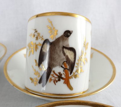 Brussels porcelain coffee service from the Directoire period: 6 bird cups