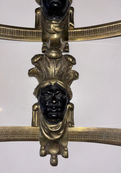 BAGUES House, Indian (or Nubian) wall lights in gilded and patinated bronze