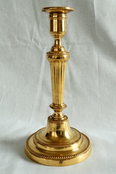 Coppia di candelieri/torce in bronzo dorato al mercurio, epoca Luigi XVI - XVIII secolo