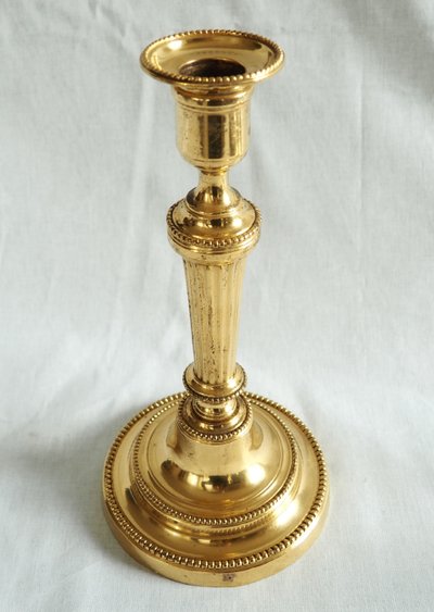 Coppia di candelieri/torce in bronzo dorato al mercurio, epoca Luigi XVI - XVIII secolo