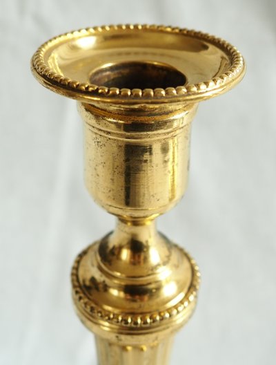 Coppia di candelieri/torce in bronzo dorato al mercurio, epoca Luigi XVI - XVIII secolo
