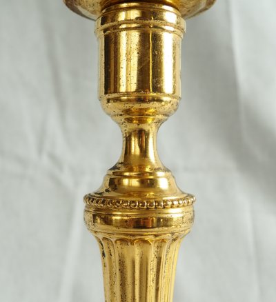 Coppia di candelieri/torce in bronzo dorato al mercurio, epoca Luigi XVI - XVIII secolo