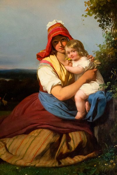 Julien Michel Gué (1789-1843) Junge Frau und Kind, Öl auf Leinwand, Romantik, um 1820