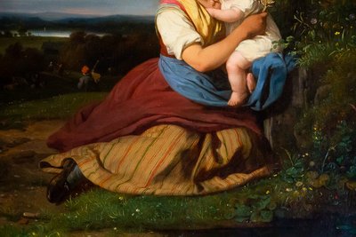 Julien Michel Gué (1789-1843) Junge Frau und Kind, Öl auf Leinwand, Romantik, um 1820