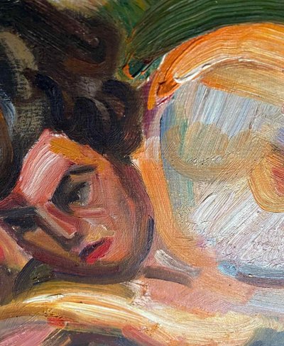 Dipinto HSP "La Songeuse" Nudo di André CLAUDOT (1892-1982) + cornice