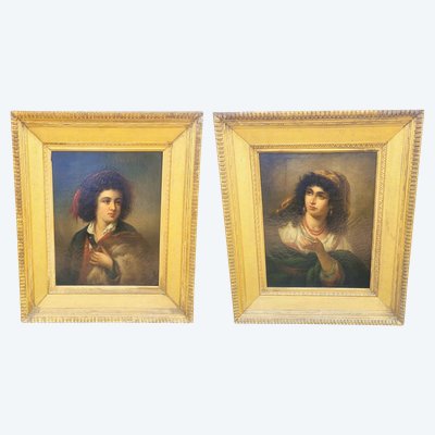 V Caprile, Portrait d'Un Couple De Napolitains, Fin XIXème Siècle