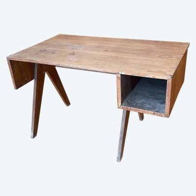 Scrivania in teak e impiallacciatura di teak