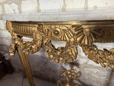 CONSOLE EN BOIS DORE LOUIS XVI - 18ème
