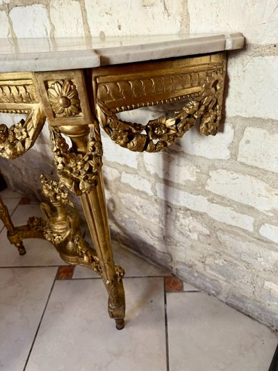 CONSOLE EN BOIS DORE LOUIS XVI - 18ème