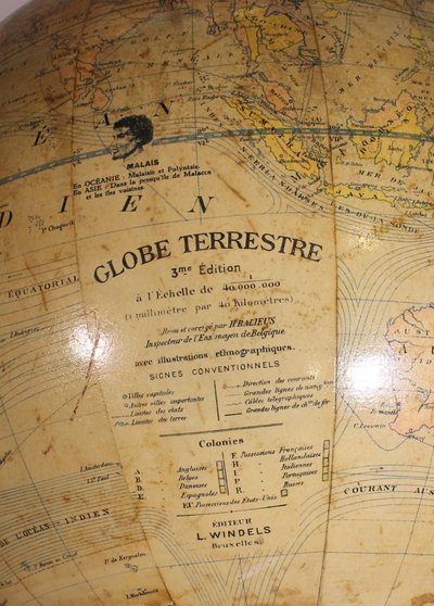 Terrestrial Globe By L. Windels - Brussels Circa 1910