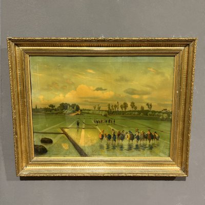 Ensemble de quatre lithographies en couleurs du XIXe siècle dans des cadres à la feuille d'or