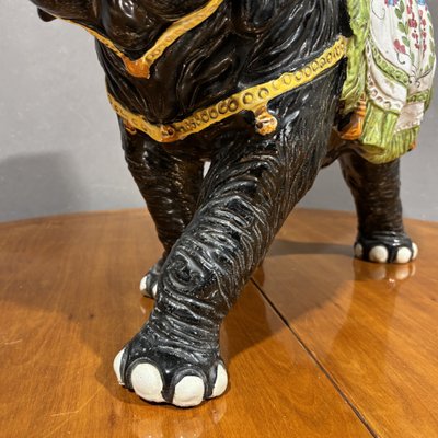 Grand tabouret-jardinière en céramique peinte Hollywood Regency