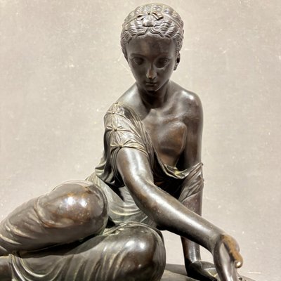 Antica scultura in bronzo XIX secolo ''La suonatrice di Ossa''