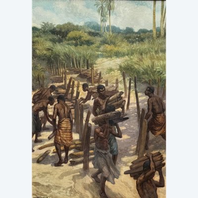 Norman H Hardy (1864-1914) - Congo, raccolta di legna da ardere, circa 1907