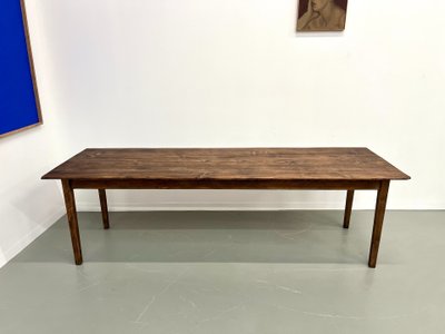 Large solid pine farmhouse table with spindle legs, circa 1950