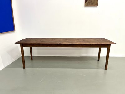 Large solid pine farmhouse table with spindle legs, circa 1950