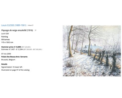 Winterliche Waldlandschaft, Ölgemälde auf Leinwand von Louis Clesse, 20. Jahrhundert