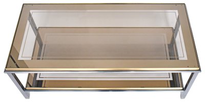 Table basse rectangulaire de Belgo Chrome des années 1970-1980 