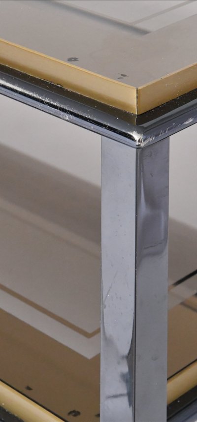 Table basse rectangulaire de Belgo Chrome des années 1970-1980 