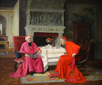 Les favoris du cardinal, peinture à l'huile sur panneau de Victor MARAIS-MILTON