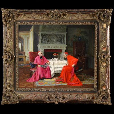 Les favoris du cardinal, peinture à l'huile sur panneau de Victor MARAIS-MILTON