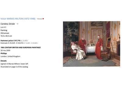 Les favoris du cardinal, peinture à l'huile sur panneau de Victor MARAIS-MILTON