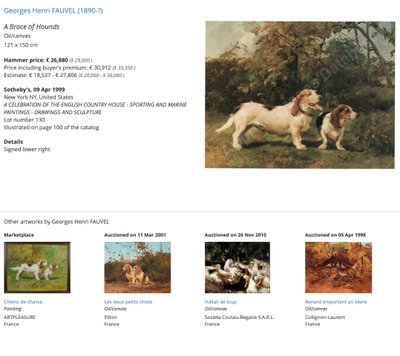 Georges Henri Fauvel Peinture Huile Sur Toile, Chiens De Chasse Basset Griffon Vendéen