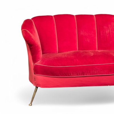 Divano a conchiglia design anni '50 in velluto