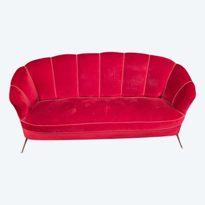 Divano a conchiglia design anni '50 in velluto