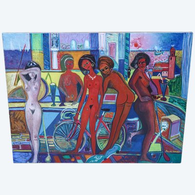 Pierre LACHKAR, „Frauen: Wünsche“, Öl auf Leinwand, 80 x 100 cm