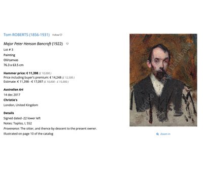 Portrait d'un homme portant un chapeau haut de forme, huile sur toile attribuée à Tom Roberts 1888