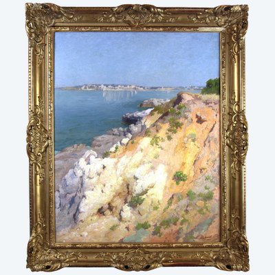 French southern seascape oil painting on canvas By Michel Richard Putz