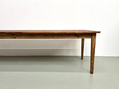 Très grande table de ferme en pin massif, années 50