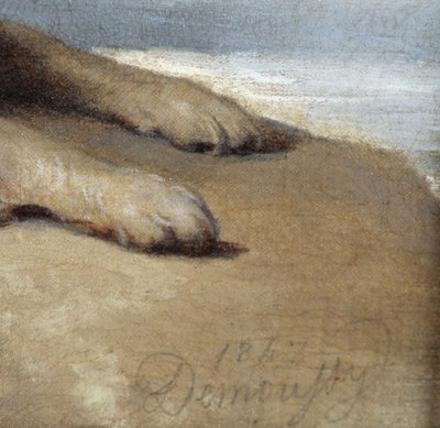Portrait d'un chien, peinture à l'huile sur toile par Augustin Luc Demoussy